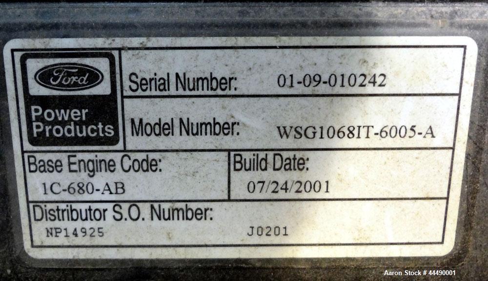 Used Cummins 100 kW Standby Natural Gas Generator Set, Model GGHH-5003184, Serial #J010295640.  Ford WSG-1068 engine rated 176 hp @ 1800 rpm. 3/60/277/480V, rated 67 kW 1/60/120V. 175 Amp main-line c...
