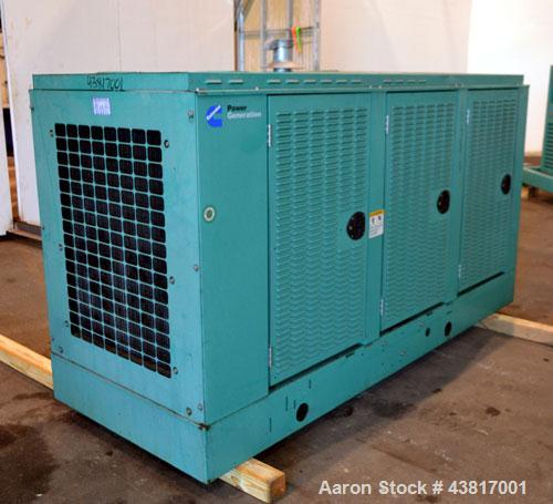 Used Cummins 100 kW standby natural gas generator set, model GGHH-5569198, SN-J020420586. Ford WSG-1068 engine rated 176 HP @ 1800 RPM.3/60/277/480V, rated 100kW 1/60/120V. 125 Amp main-line circuit ...