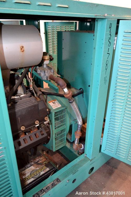 Used Cummins 100 kW standby natural gas generator set, model GGHH-5569198, SN-J020420586. Ford WSG-1068 engine rated 176 HP @ 1800 RPM.3/60/277/480V, rated 100kW 1/60/120V. 125 Amp main-line circuit ...