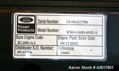 Used Cummins 100 kW standby natural gas generator set, model GGHH-5569198, SN-J020420586. Ford WSG-1068 engine rated 176 HP @ 1800 RPM.3/60/277/480V, rated 100kW 1/60/120V. 125 Amp main-line circuit ...