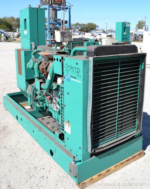 Used Cummins 150 kW Natural Gas Generator Set. Cummins model GGKD-5630856, serial #I030547189. Cummins model GTA8.3G2 engine, serial #46327033, 3/60/277-480V. Includes a PowerCommand cotrol panel. 35...