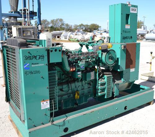 Used Cummins 150kW natural gas generator set. Cummins model GGKD-5672662,SN-E040646119. Cummins model GTA8.3G2 engine, SN-46382949. 3/60/277/480V. Includes a PowerCommand cotrol panel. Built 2004.