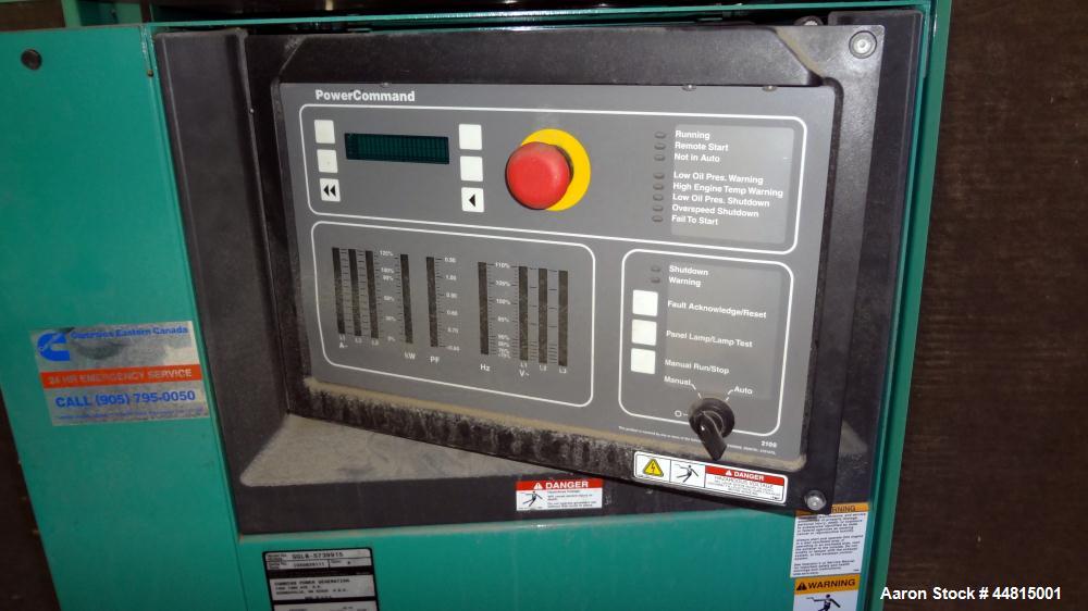 Used Cummins 150 kW standby natural gas generator set, model GGLB-5739915, SN-I050829111. GM8.1L-HO engine rated 225 HP @ 1800 RPM, EPA certified to SI stationary emission regulation 40 CFR, part 60....
