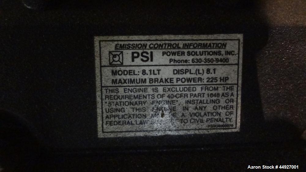 Used Cummins 150 kW Standby Natural Gas Generator Set, Model GGLB-5769053, Serial #G060941941.  GM8.1L-HO engine rated 225 hp at 1800 rpm, EPA certified to SI stationary emission regulation 40 CFR, p...