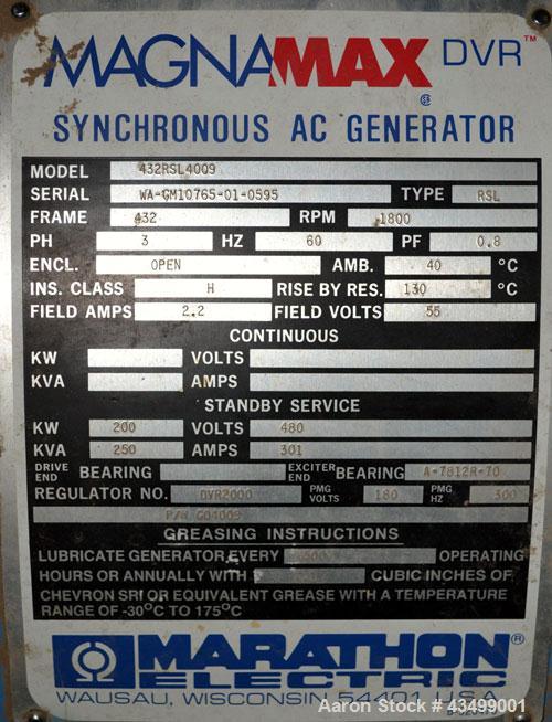 Used Cummins 200 kW Natural Gas Generator Set. Cummins model GTA855A engine rated 310 HP @ 1800 RPM SN-25205665. 3/60/277/480V. MagnaMax generator, model M10765-01-0595. 400 Amp main-line circuit bre...