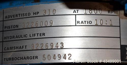 Used Cummins 200 kW Natural Gas Generator Set. Cummins model GTA855A engine rated 310 HP @ 1800 RPM SN-25205665. 3/60/277/480V. MagnaMax generator, model M10765-01-0595. 400 Amp main-line circuit bre...