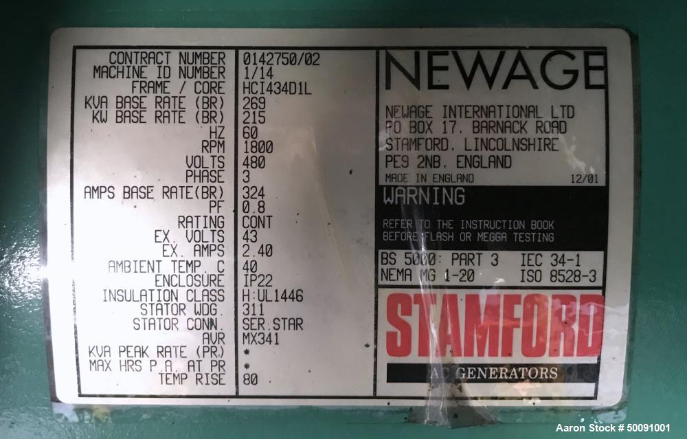 Used Cummins 215 kW Natural Gas Generator.