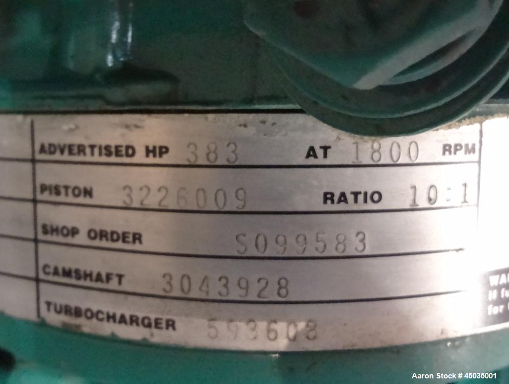 Used Cummins 250kW Standby (225kW Prime) Natural Gas Generator Set. Cummins GTA855G-3 engine rated 383 hp @ 1800 rpm, serial #25287760. 3/60/480V 12 lead reconnectable to other voltages.  400 Amp mai...