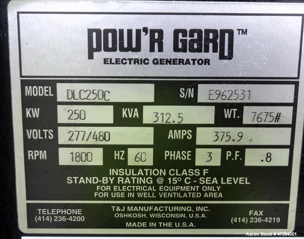 Used Cummins 250 kW standby diesel generator set
