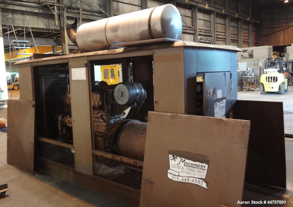 Used Cummins 350 kW standby diesel generator set, Cummins NTTA855G2 engine rated 535 HP @ 1800 RPM, SN-18109439. 3/60/277/480V. 600 Amp main line circuit breaker. Weather enclosure. 215 Hours. Year 1...