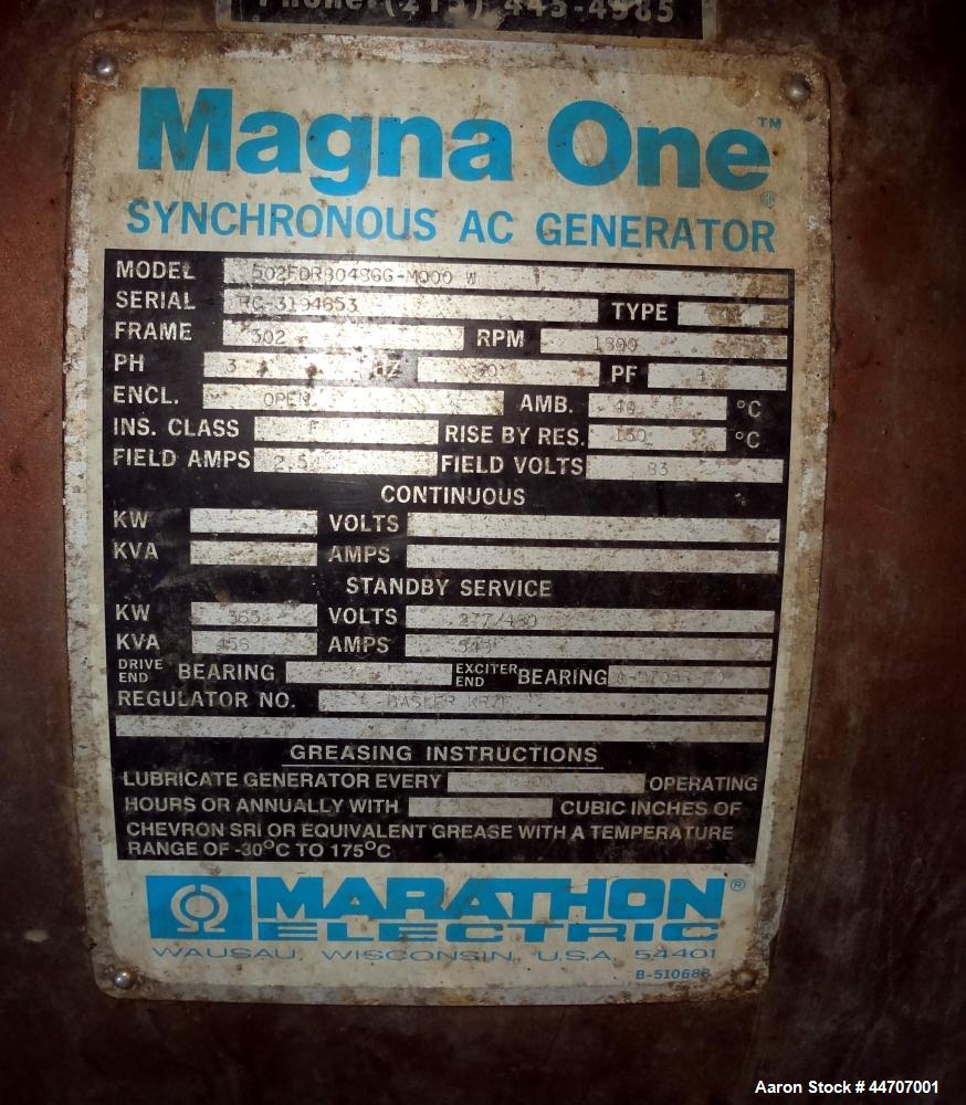Used Cummins 350 kW standby diesel generator set, Cummins NTTA855G2 engine rated 535 HP @ 1800 RPM, SN-18109439. 3/60/277/480V. 600 Amp main line circuit breaker. Weather enclosure. 215 Hours. Year 1...