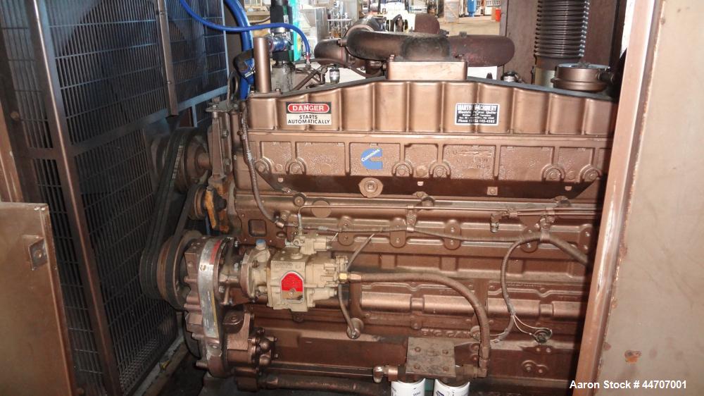 Used Cummins 350 kW standby diesel generator set, Cummins NTTA855G2 engine rated 535 HP @ 1800 RPM, SN-18109439. 3/60/277/480V. 600 Amp main line circuit breaker. Weather enclosure. 215 Hours. Year 1...