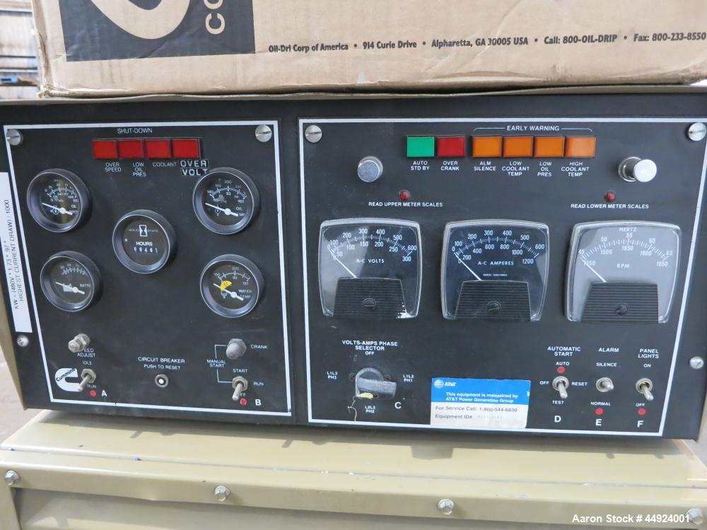 Used Cummins 350 KW Standby Diesel Generator Set.  Cummins NTTA855GS2 engine rated 535 hp @ 1800 rpm, serial #30300327.  3/60/277/480V.  600 Amp mainline circuit breaker.  Coolant heater.  Muffler an...