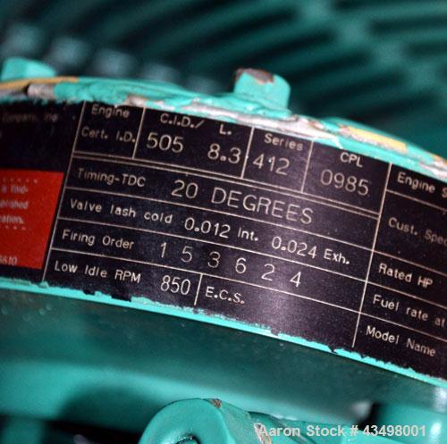 Used Cummins 125kW Diesel Generator Set, model 125DGEA, serial H920481242. Cummins model 6CT8.3-G engine rated 207 hp @ 1800 rpm, serial #44784082. 3/60/120/240V (rated 83 kW as single phase), 200 am...