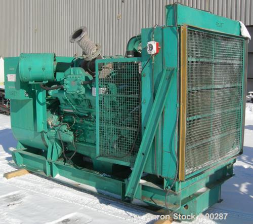 USED: Cummins/Onan 500 kW diesel driven generator, model 500DFY-4XR. 625 kva, 3/60/277-480 volt, 1800 rpm, 752 amp. Driven by a Cummins engine, model VTA1710PGC800, radiator cooled, SO #68900, serial...