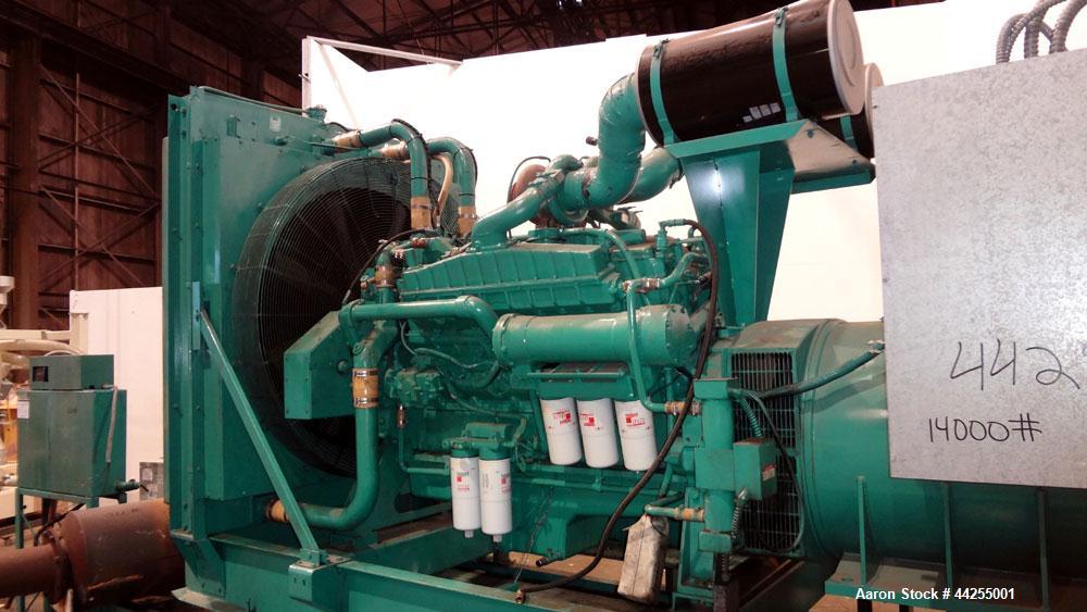 Used Cummins 600 kW standby(545kW prime) diesel generator set, model 600DFGB, SN-K920490743. Cummins VTA28-G2 engine rated 900 HP @ 1800 RPM, SN-25187524. 3/60/120/208V, reconnectable to other voltag...