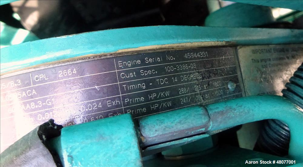 Used Cummins 200 kW  model DGFC. Cummins 6CTAA8.3-G2 engine.