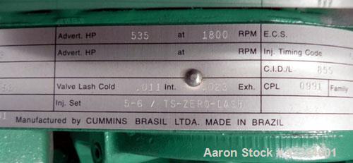 Used Cummins Onan 350 kW standby (315 kW prime) diesel generator set. Cummins model 350DFCC, SN-F980760961. Cummins NTA855-G3 engine SN-303622328, rated 535 HP @ 1800 RPM, turbocharged and aftercoole...