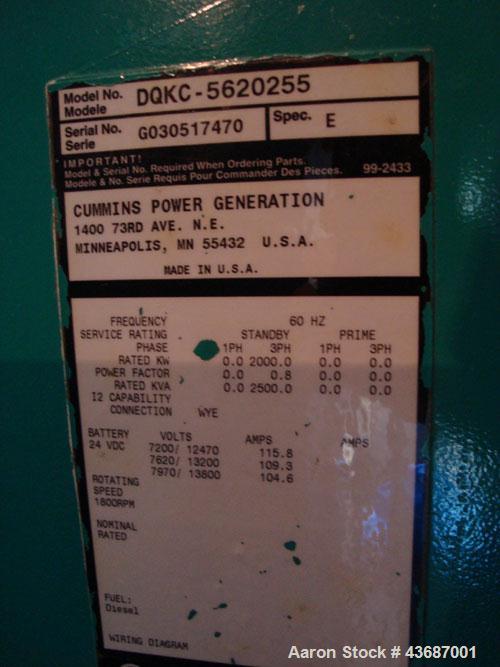 Used Cummins 2000 kW Standby Utility Grade Portable/Trailer Diesel Generator Se