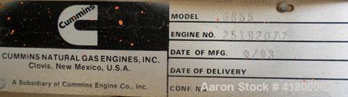 Used Cummins 135 kW Continuous Rated Natural Gas Generator Set. Cummins G855 natural gas engine rated 220HP at 1800RPM, SN-25192077. Stamford / Newage 120/208/277/480V generator end. 400 Amp main-lin...