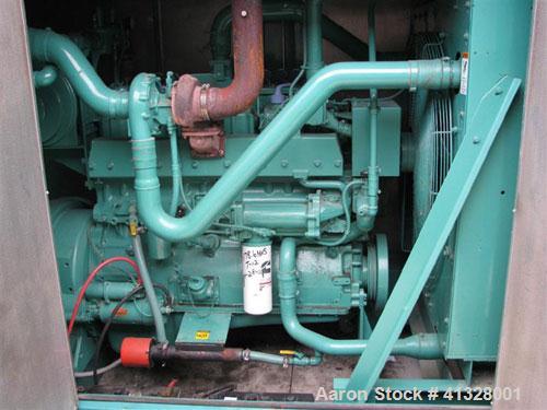 Used Cummins 215 kW natural gas generator set. Cummins GTA855-GS/GC2 engine. 3/60/277/480V, main-line circuit breaker 1200 amp. Sound attenuated enclosure. 179 hours. Yr 2001.
