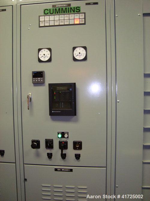 Used Cummins 1100 kW Cont Rated Natural Gas Generator Set. Cummins QSV81-G engine, 1200 rpm. Newage Stamford end, 3/60/480V.  5528 hours. Built 2002. Includes:  Unit mounted Cummins Power Command dig...