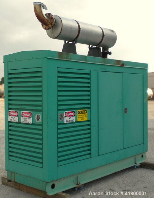 Used Cummins 140 kW natural gas generator set. Cummins G855 natural gas engine rated 220HP at 1800 RPM, SN-25229790. Newage 3/60/480V generator end. 400 Amp main-line circuit breaker. Block heater. W...