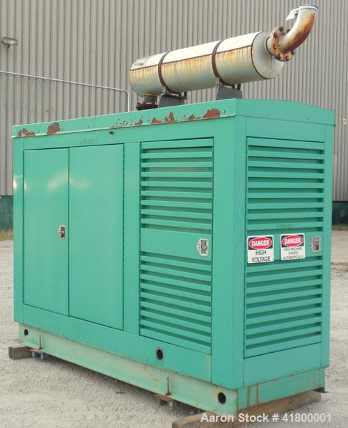 Used Cummins 140 kW natural gas generator set. Cummins G855 natural gas engine rated 220HP at 1800 RPM, SN-25229790. Newage 3/60/480V generator end. 400 Amp main-line circuit breaker. Block heater. W...