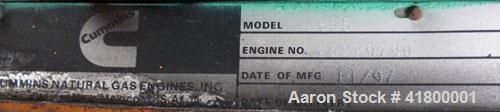 Used Cummins 140 kW natural gas generator set. Cummins G855 natural gas engine rated 220HP at 1800 RPM, SN-25229790. Newage 3/60/480V generator end. 400 Amp main-line circuit breaker. Block heater. W...
