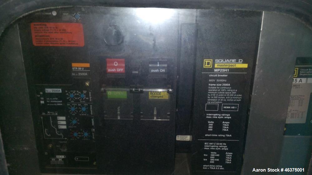 Used Cummins 1500 kW standby (1250 kW prime) diesel generator set, model 1500DFLE, SN-K010303579. Cummins KTA-50-G9 engine rated 2220 HP at 1800 RPM, SN-25274894. 3/60/277/480V. PMG  permanent magnet...