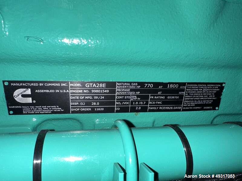 Unused Cummins 500 kW Natural Gas Generator – C500N6B, Utility Paralleling, Sound Enclosure, 2025