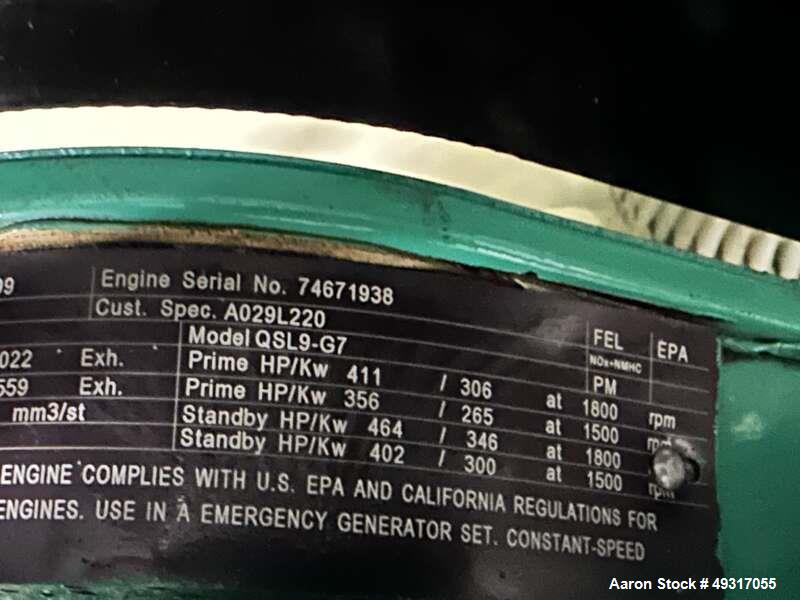 Used Cummins 250 kW Diesel Generator – DQDAA, Tier 3, UL142 Fuel Tank, OSHPD Seismic Rated, 2020