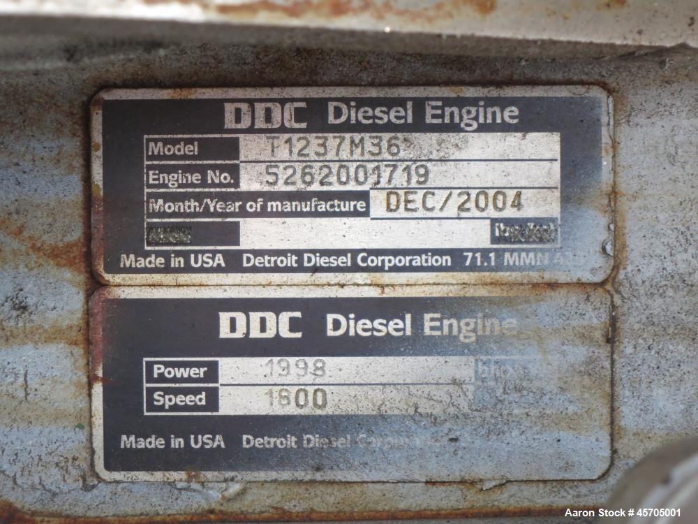 Used-Detroit Diesel / MTU 1360 kW diesel generator. MTU model 12V4000 engine