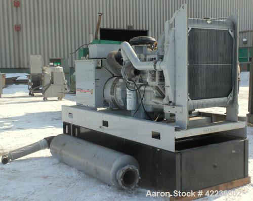 Used Detroit Diesel / Spectrum 150 kW standby generator set. Model 150DS60 SN-387426. 3/60/277/480V.Main-line curcuit breaker. Battery charger, block heater, sub-base fuel tank, muffler. 275Hrs,