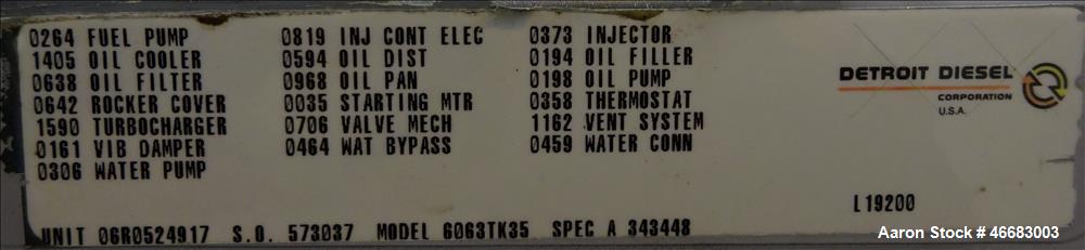 Used Detroit Diesel Spectrum 260 kW  diesel generator, model 250SE