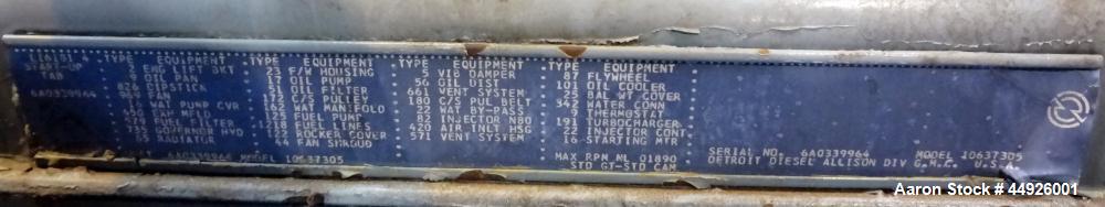 Used Detroit Diesel 250kW Diesel Generator Set.  Detroit Diesel 6V-71T engine SN-6A0339964. 3/60/277/480V.  514 Hours.  Passed load test (210kW) 4/26/2013.
