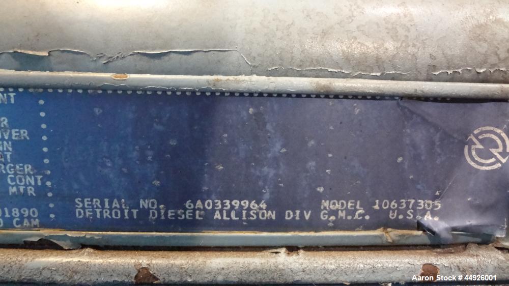 Used Detroit Diesel 250kW Diesel Generator Set.  Detroit Diesel 6V-71T engine SN-6A0339964. 3/60/277/480V.  514 Hours.  Passed load test (210kW) 4/26/2013.