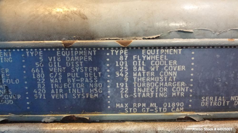 Used Detroit Diesel 250kW Diesel Generator Set.  Detroit Diesel 6V-71T engine SN-6A0339964. 3/60/277/480V.  514 Hours.  Passed load test (210kW) 4/26/2013.