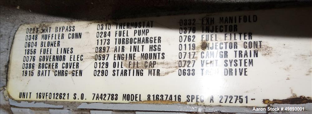 Used Detroit Diesel Spectrum 800 kW Standby Diesel Generator Set, Model 800DS60