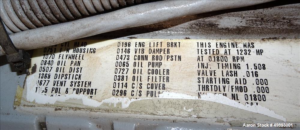 Used Detroit Diesel Spectrum 800 kW Standby Diesel Generator Set, Model 800DS60