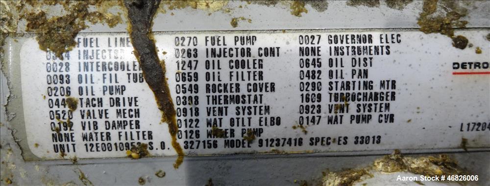 Used Detroit Diesel 1200 KW diesel generator set, model 1200DS60, SN- 389976.