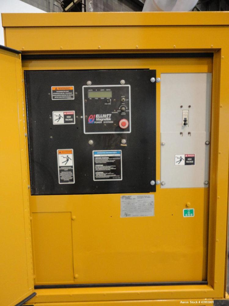 Used Elliott 40kW Standby Diesel Generator Set, Model 40RD, Serial BY07J593. Perkins Engine 4.236D. 3/60/208V 12 lead reconnectable. 150 Amp mainline circuit breaker. Coolant heater. Sens battery cha...