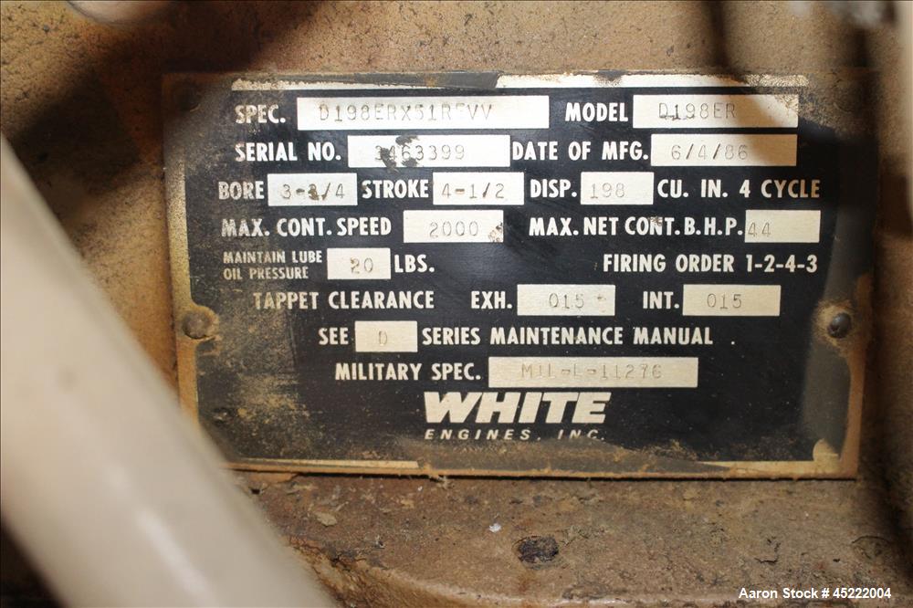 Used Uljanik 33 kW diesel generator, model FX030, serial#143037, continuous duty, 3/60/480 volts, with a sound enclosure housing, 1266 hours on meter.