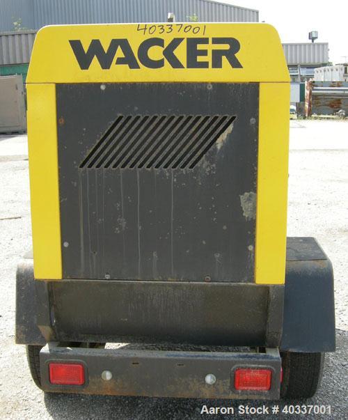 Used Wacker model G-25, S/N 5112687,  contiuous rating, 3 phase -18 kW/23 kVa , volts 208/480, amps 62/27, 1 phase 15 kW/15 kVa, volts 120/240, amps-125/63.  60 gallon fuel capacity. 2170 lbs.  Yr 19...