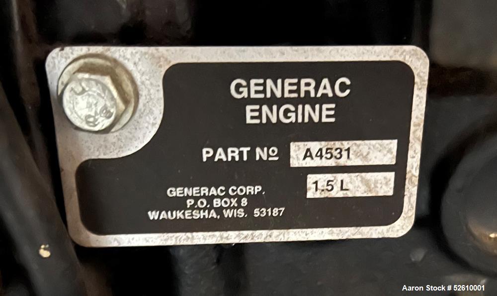 Used Generac Genset, Rated 20 KW, Natural Gas. 449 total hours.