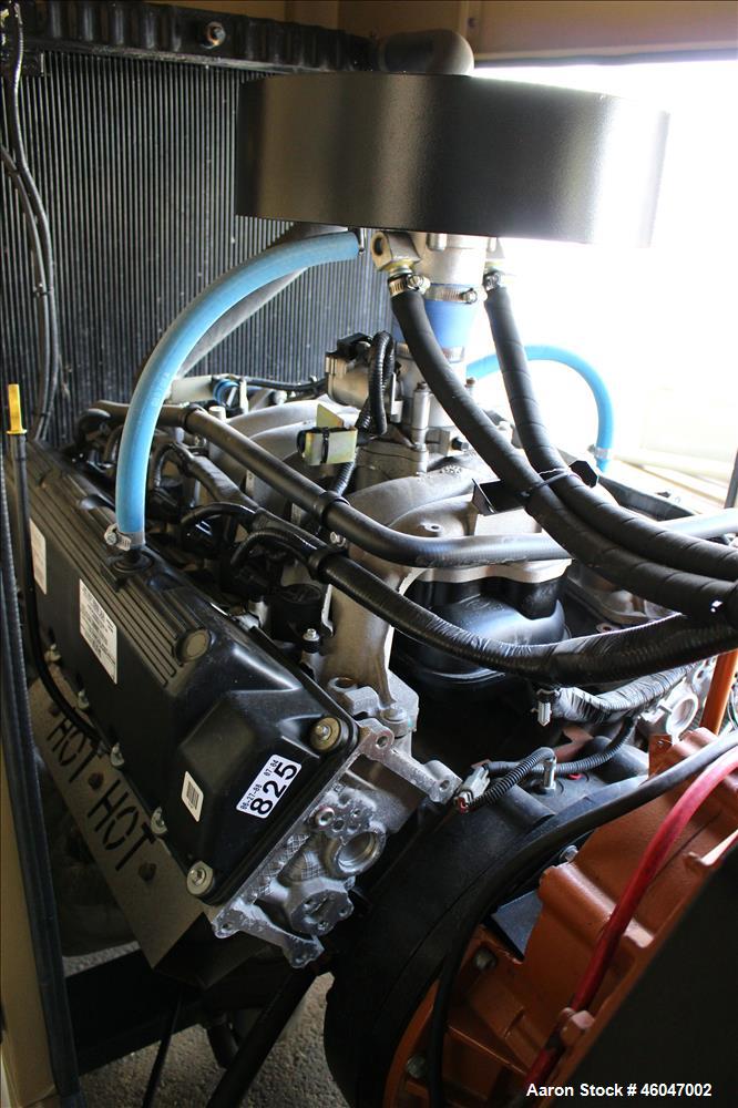 Used Generac 150 kW standby natural gas generator set, model 10253980100, SN-2099763. Generac 6.8L V-10 engine, model WSG1068, SN E182A 260608 1786160. 3/60/277/480V. (2) 150 Amp main-line circuit br...