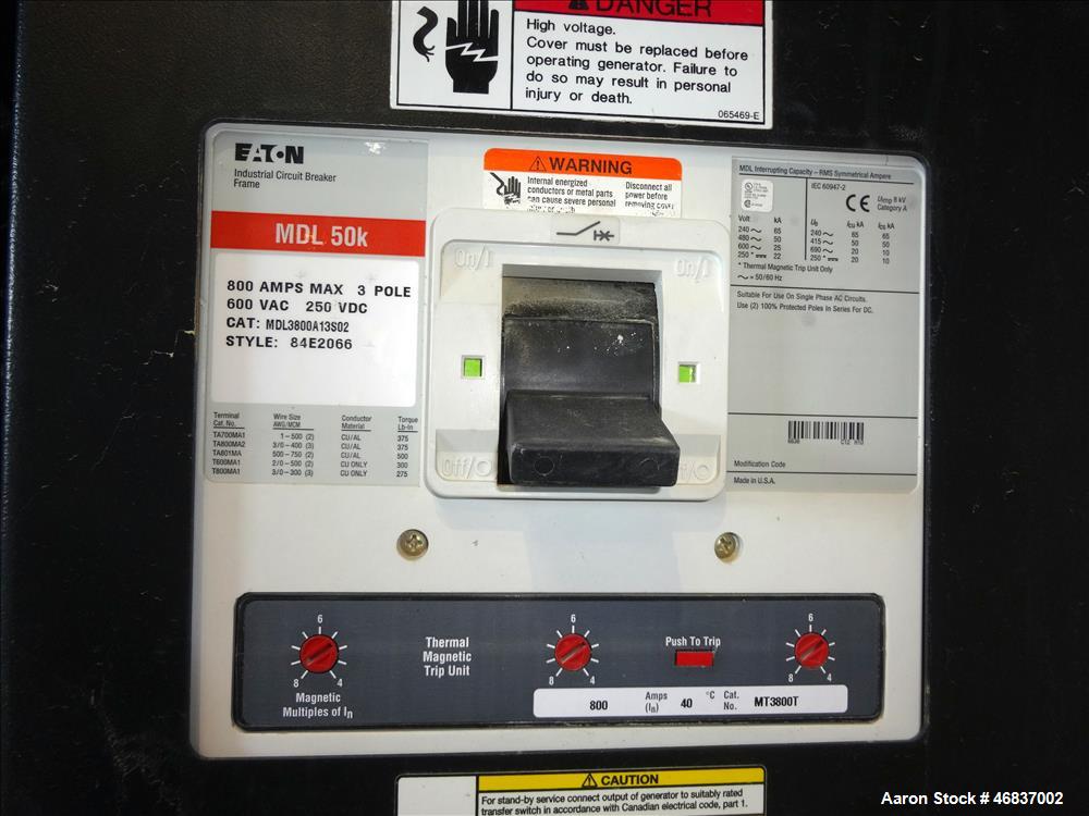 UNUSED- Generac 500 kW standby (440 kW prime) diesel generator set model 1392776