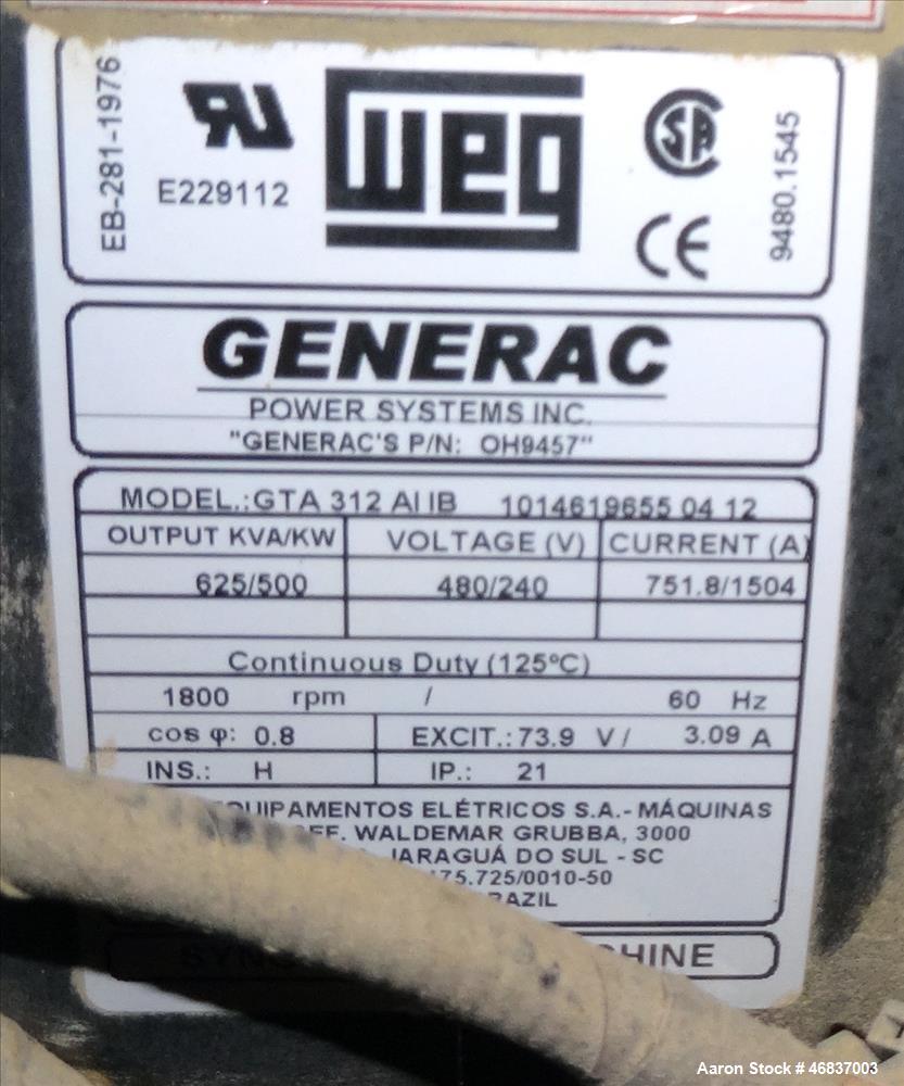 UNUSED- Generac 500 kW standby diesel generator, Volvo TAD1641GE EPA Tier 2 engi