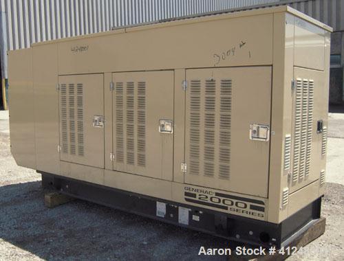 Used Generac 100kW natural gas generator set. Generac 2000 series model 3031950200. Ford 6.8L engine model OD 3454. 3/60/120/208V. 400 amp main line circuit breaker. Includes a battery charger. 97.1 ...