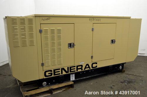 Used Generac 60 kW Standby Natural Gas Generator Set, Model 6505970200, Serial #2088157. 3/60/120/208V, 200 Amp mainline circuit breaker. Weather enclosure. 115 Hours. Year 2006. Passed load test 11/...